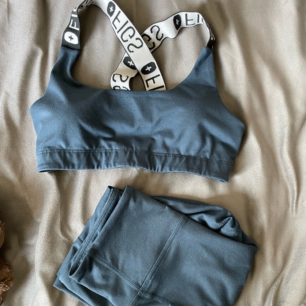 Figs Dark Harbor leggings and sports bra